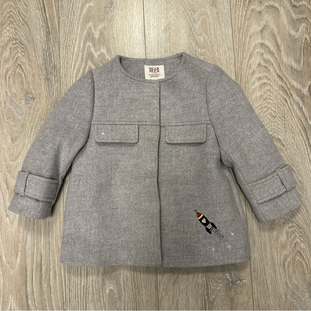 Dear Deer Gray Kids Wool Pea Coat
